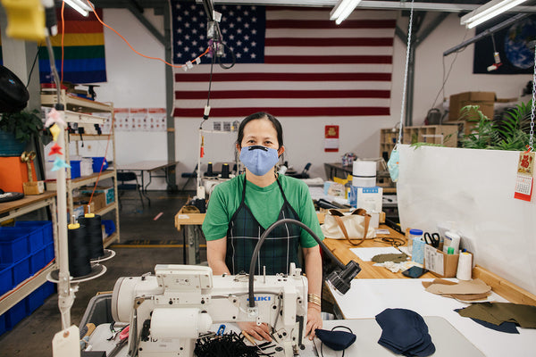 Honguyen at her sewing machine.